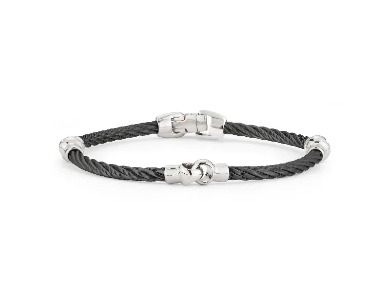 ladies bracelets casual-ALOR Black Cable Interlocking Bracelet