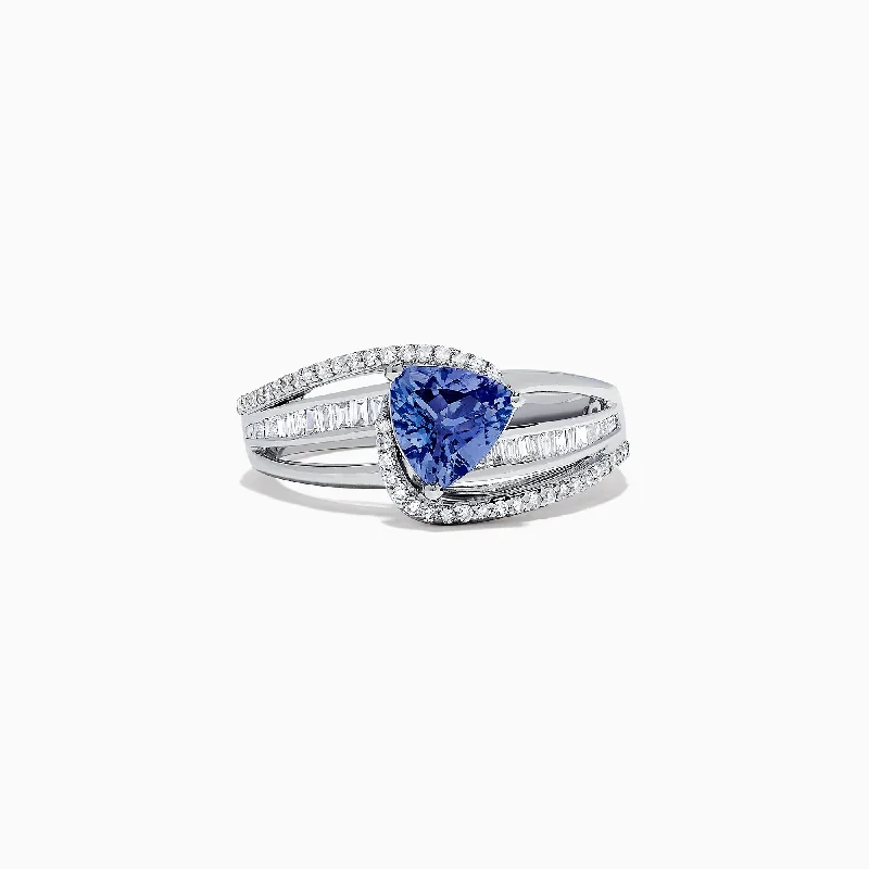 Ladies rings loop shine -Nahla Siri 14K White Gold Tanzanite and Diamond Ring, 1.66 TCW