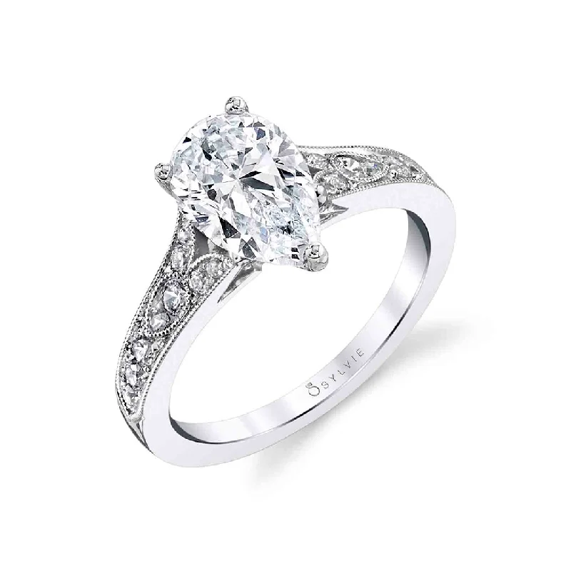 Ladies engagement rings jazz sparkle -Sylvie Pear Shaped Engagement Ring S1389 - PS