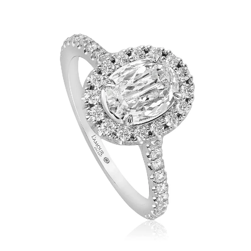 Ladies engagement rings pine radiance -LAmour Crisscut Oval Diamond Engagement Ring