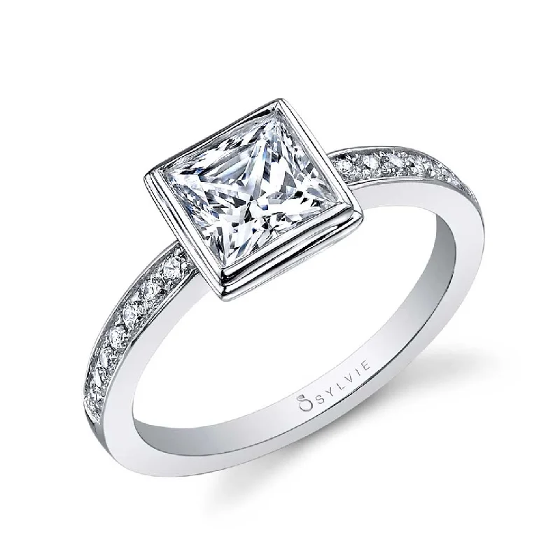 Ladies engagement rings rune radiance -Sylvie Princess Cut Engagement Ring SY911-PC