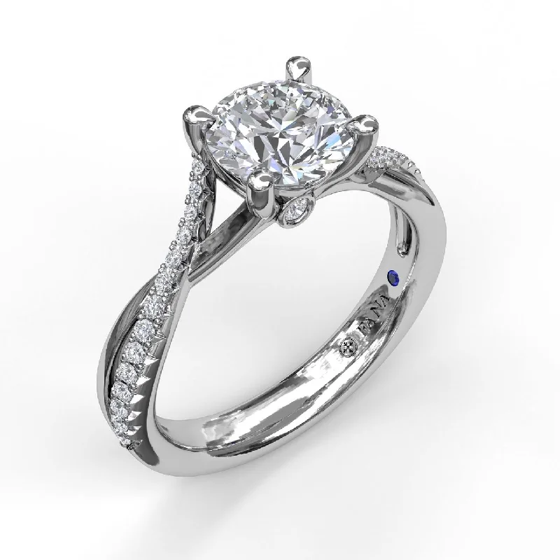 Ladies engagement rings cushion charm ring -Fana Alternating Diamond Twist Engagement Ring 3477