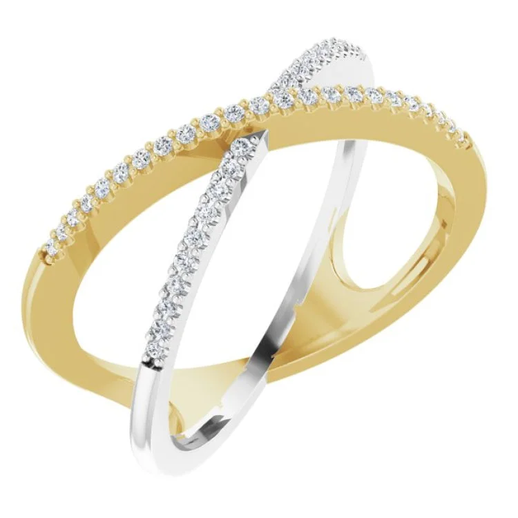 Ladies rings peridot sparkle -14K Yellow/White 1/6 CTW Natural Diamond Criss-Cross Ring