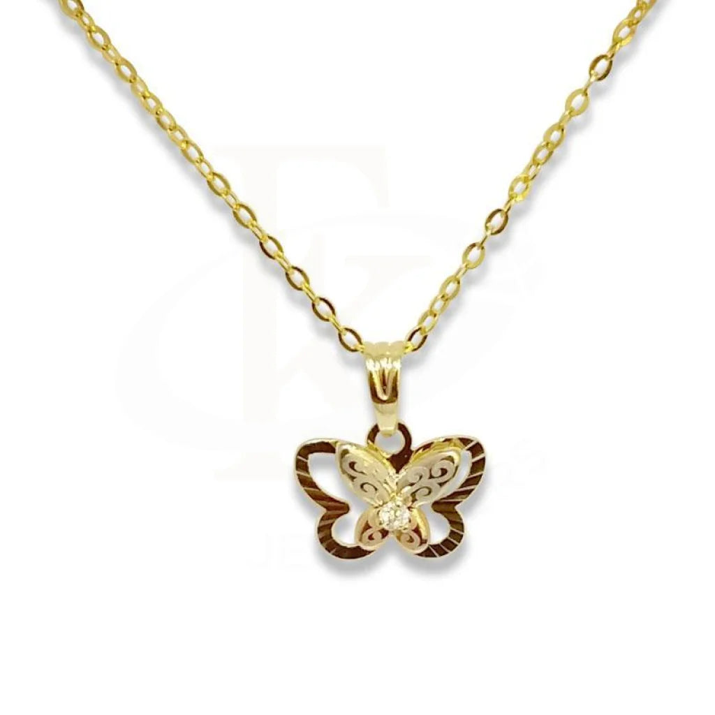 ladies necklaces victorian-Gold Necklace (Chain with Butterfly Pendant) 18KT - FKJNKL1211