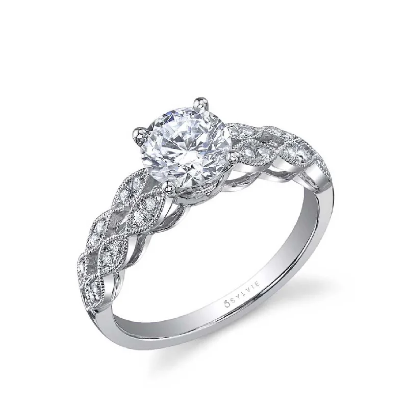 Ladies engagement rings budget sparkle -Sylvie Round Solitaire Engagement Ring SY818