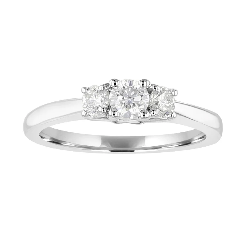 Ladies rings gold glow -14KT White Gold 1/2 CTW Diamond 3 Stone Ring