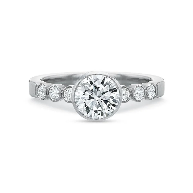 Ladies engagement rings helm shine -Modern Classic Bezel Set Diamond Engagement Ring Setting