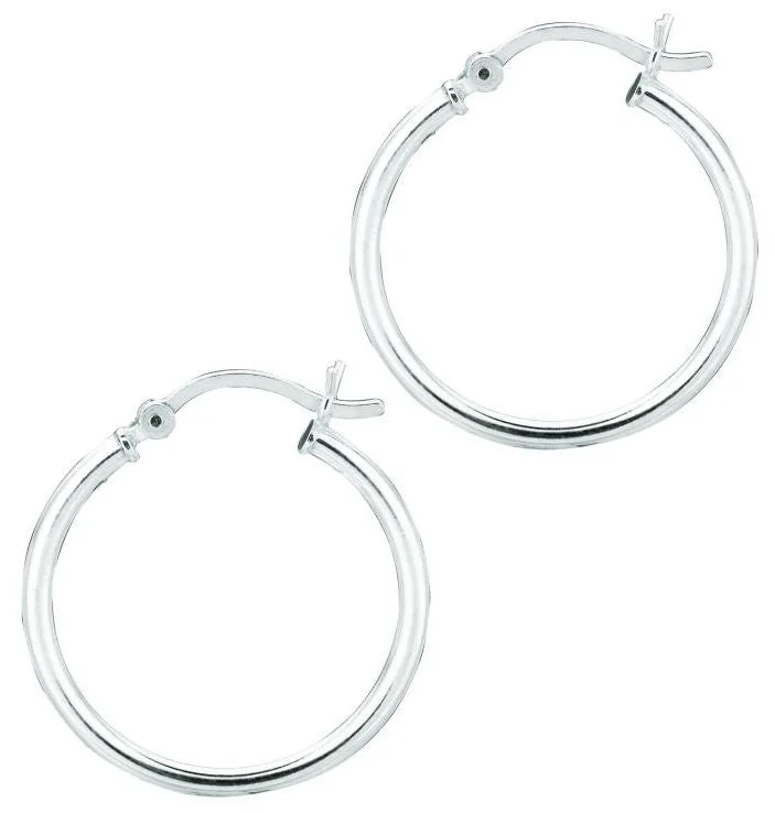 Ladies earrings orbit glow -Silver 2x20mm Hoop Earring