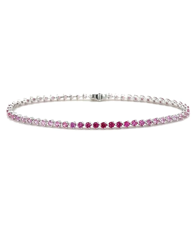 ladies bracelets seasonal-Pink Sapphire Line Bracelet 237-JSA