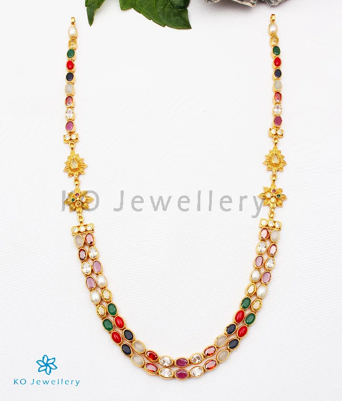 ladies necklaces understated-The Meghana Silver Navaratna  Necklace(2 Layers)