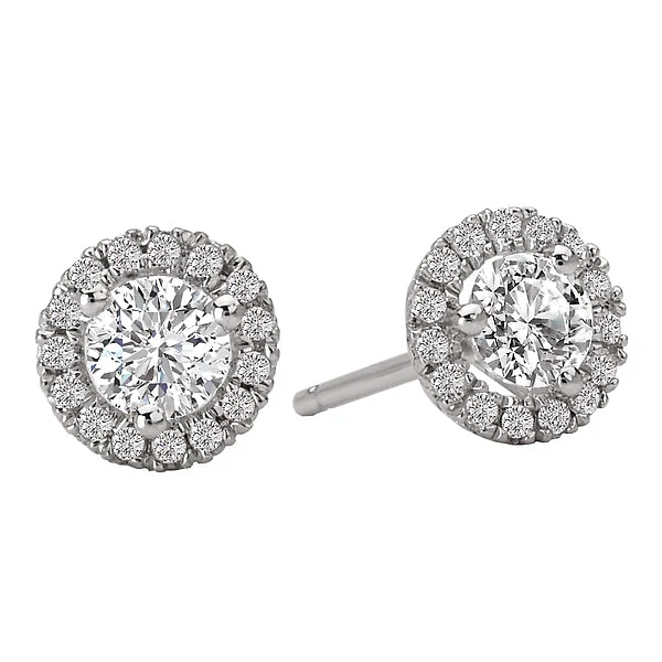 Ladies earrings tint glow -Ladies Diamond Halo Earrings