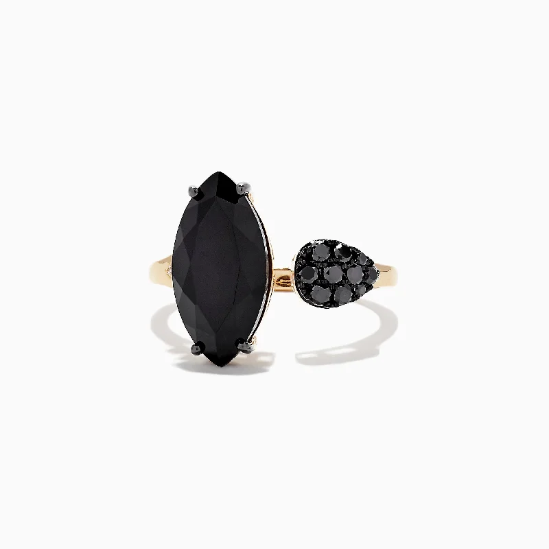 Ladies rings queen shine -Eclipse 14K Yellow Gold Onyx and Diamond Ring, 4.78 TCW