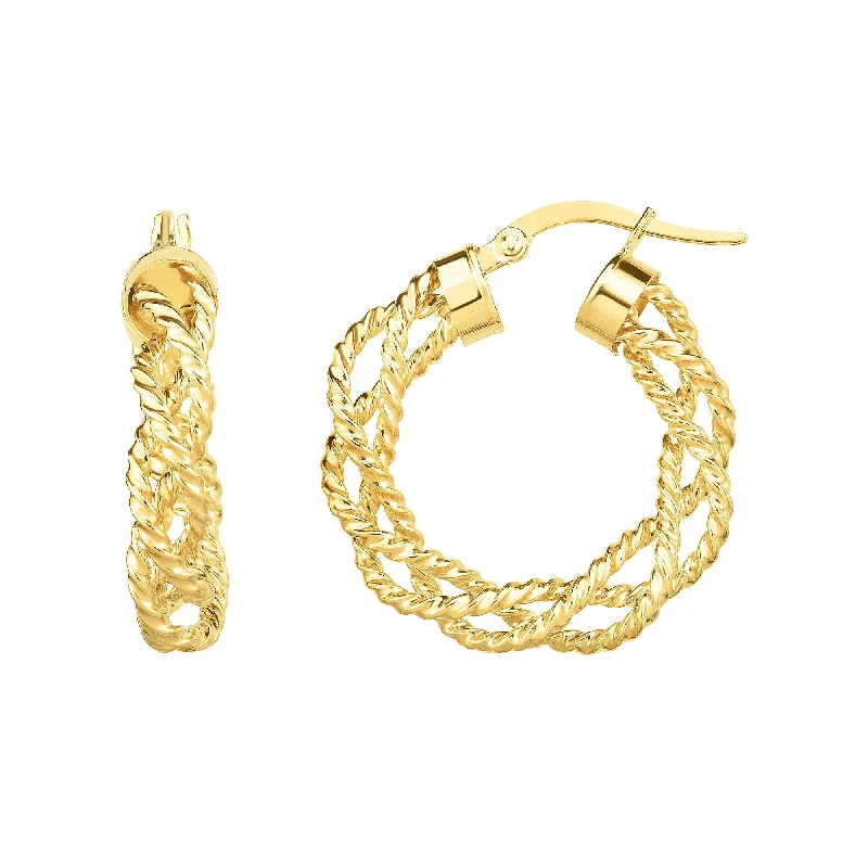 Ladies earrings bold shine -14K Gold Braided Twist Hoop Earring