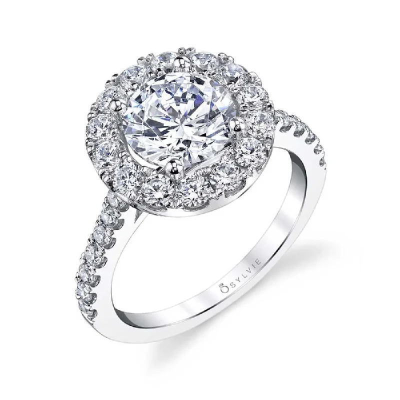 Ladies engagement rings old charm -Sylvie Classic Halo Engagement Ring S1299-RB