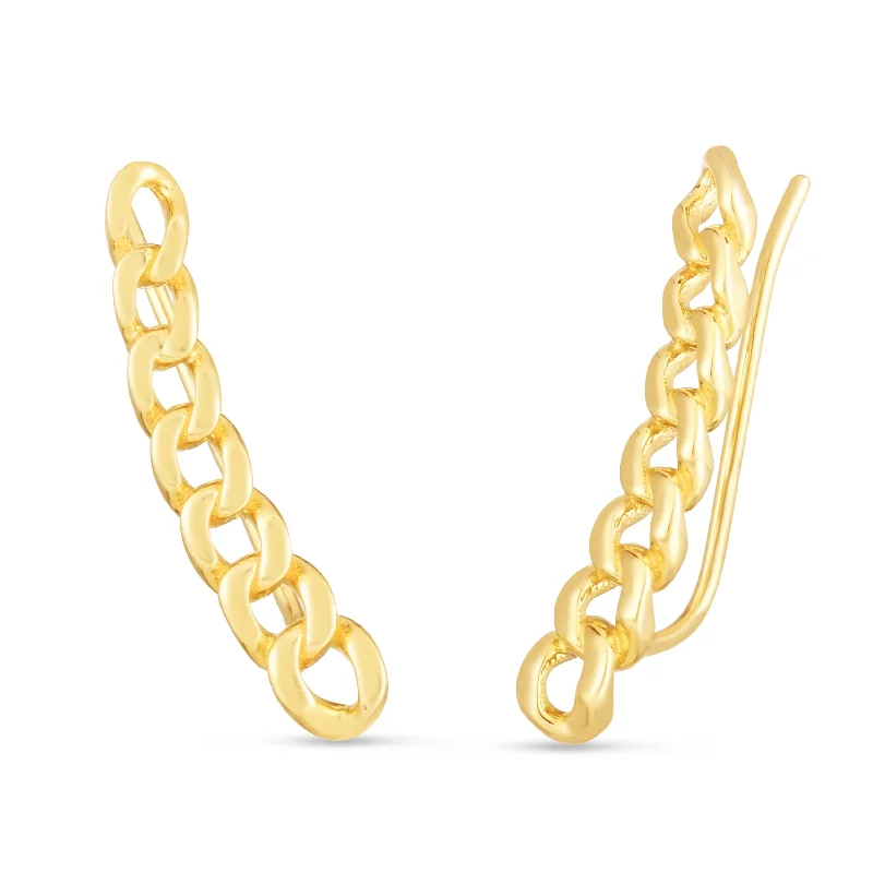 Ladies earrings victorian glow -14K Climber Curb Earring