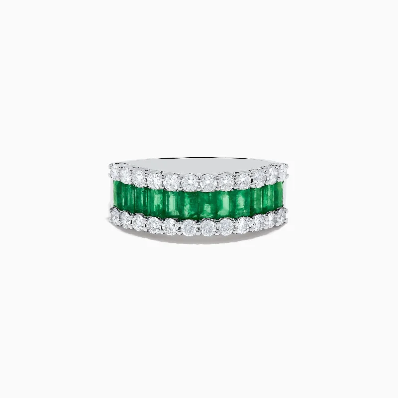 Ladies rings euro radiance -Brasillica 14K White Gold Emerald and Diamond Ring