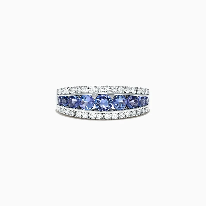 Ladies rings letter glow -Nahla Siri 14K White Gold Tanzanite and Diamond Ring, 1.54 TCW