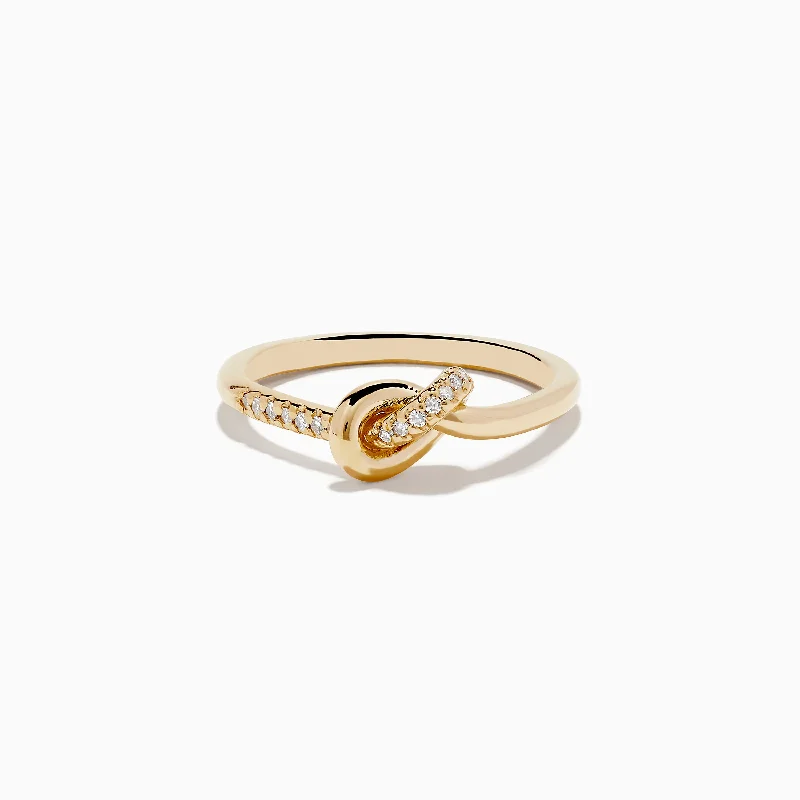 Ladies rings earth friendly -D'oro 14K Yellow Gold Diamond Knot Ring