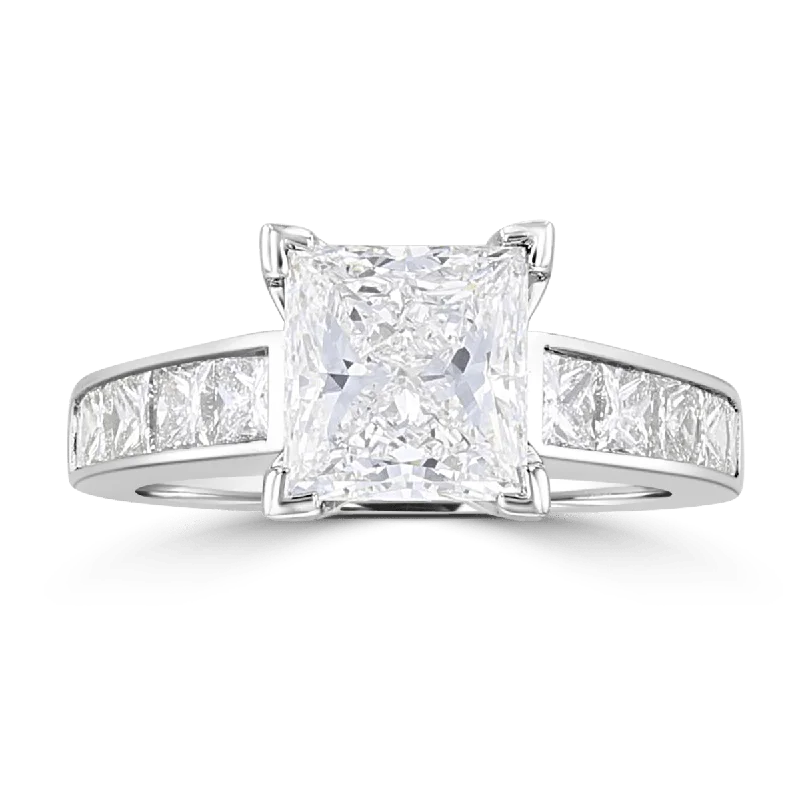 Ladies rings isle charm -14KT White Gold 3.56 CTW Princess Cut Diamond Channel Set Ring