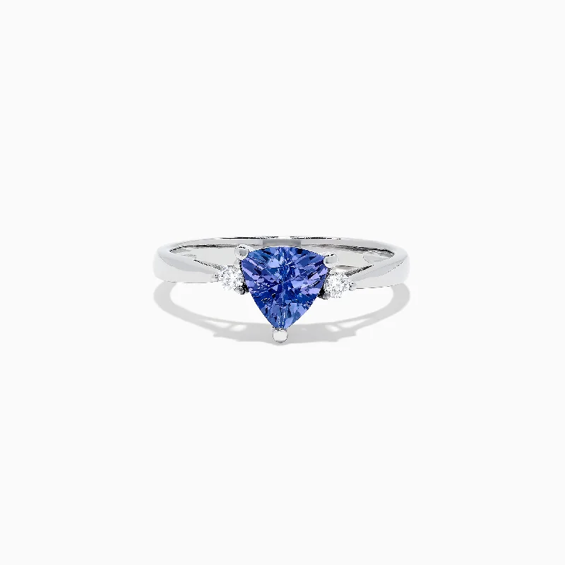 Ladies rings funk charm -Nahla Siri 14K White Gold Trillion Tanzanite and Diamond Ring, 1.07 TCW