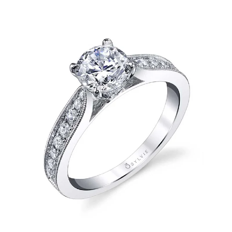 Ladies engagement rings pulse radiance -Sylvie Modern Solitaire Engagement Ring S1352