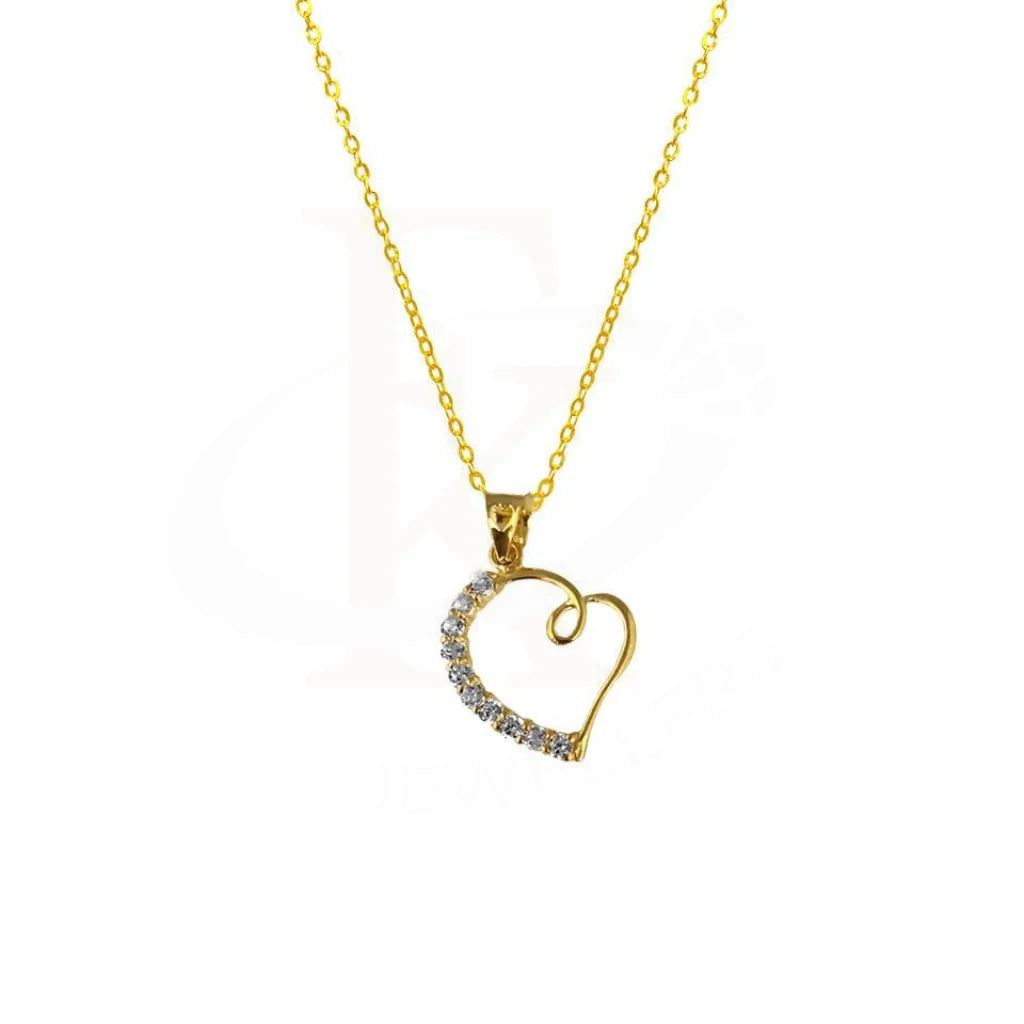 ladies necklaces care-Gold Necklace (Chain with Twisted Heart Pendant) 18KT - FKJNKL1713