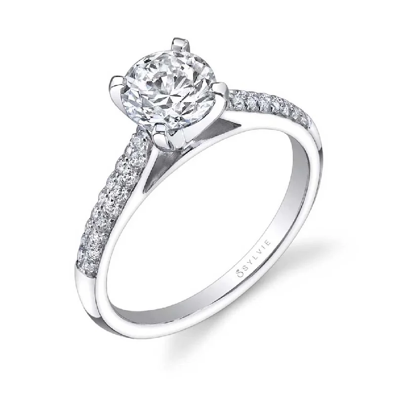 Ladies engagement rings east charm -Sylvie Round Solitaire Engagement Ring SY768