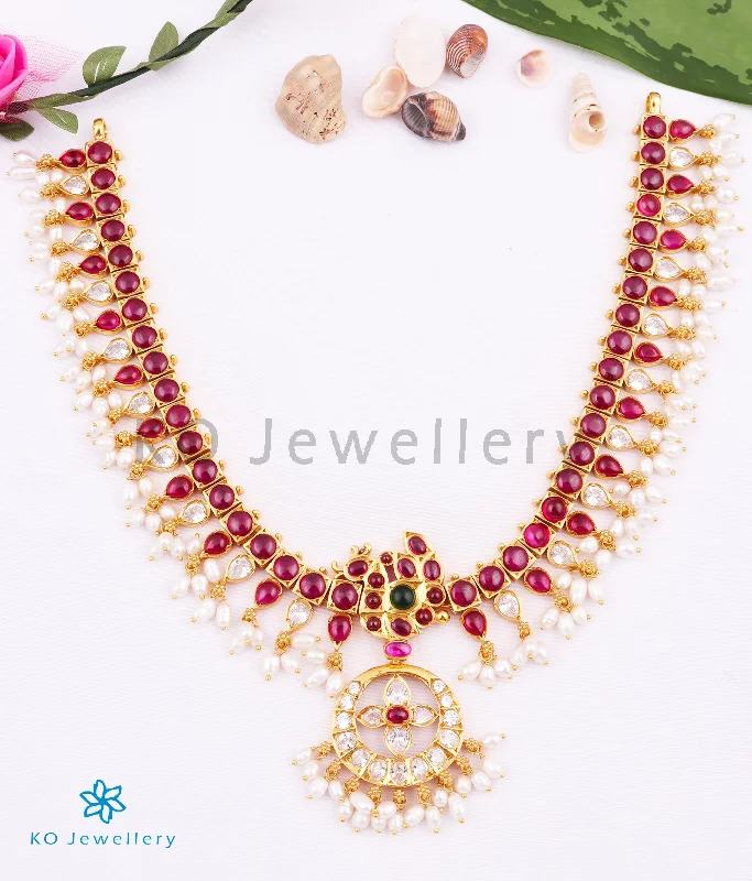 ladies necklaces birthstone-The Mayukhi Addige Silver Pearl Necklace