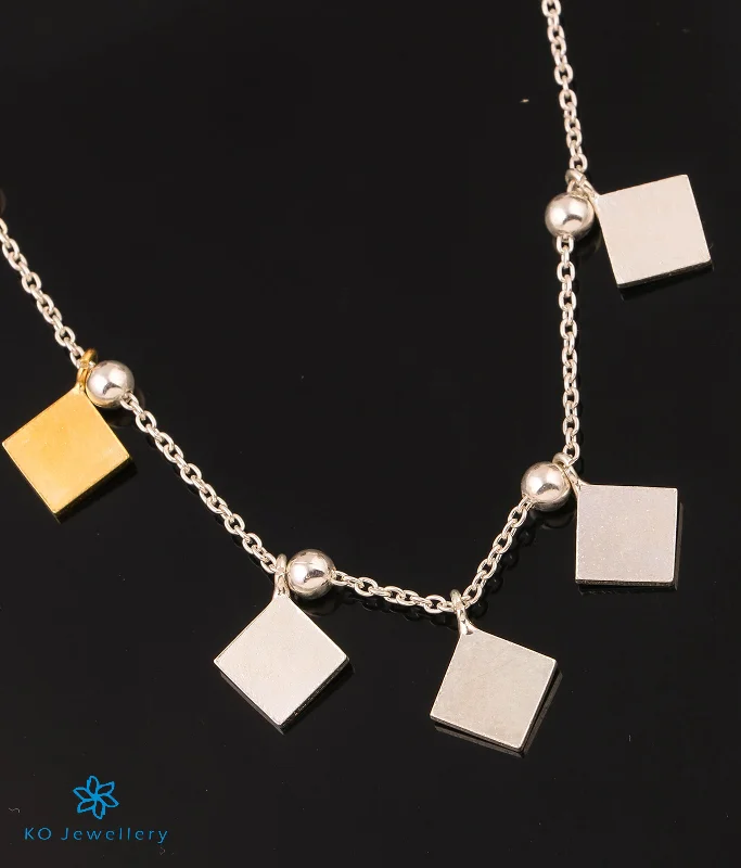 ladies necklaces expensive-The Squared Out Silver Necklace (2 tone)