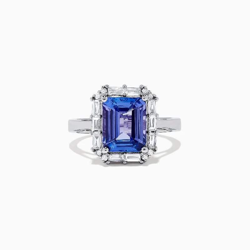 Ladies rings wild radiance -Nahla Siri 14K White Gold Tanzanite and Diamond Ring, 5.03 TCW