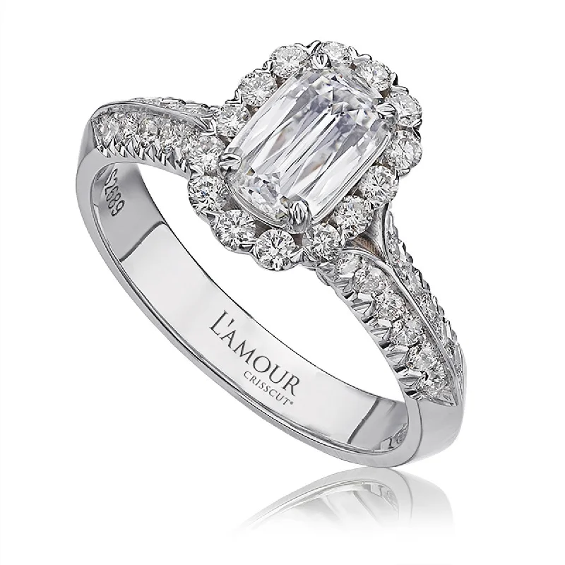 Ladies engagement rings root radiance -L'Amour Crisscut Diamond Halo Engagement Ring