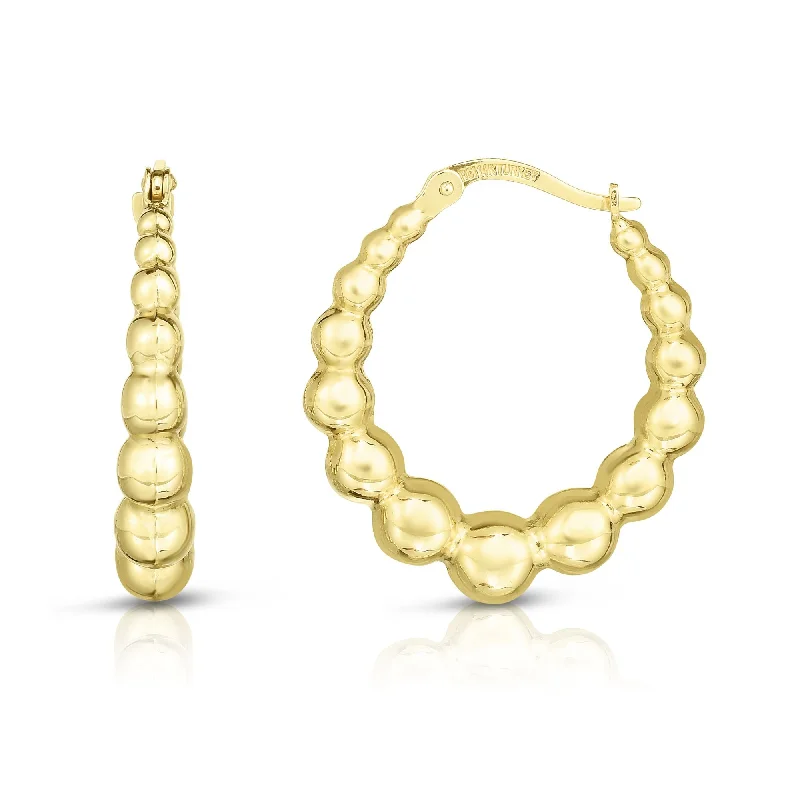 Ladies earrings relic radiance -14K Gold Graduated Puffy Bead Hoop Earring