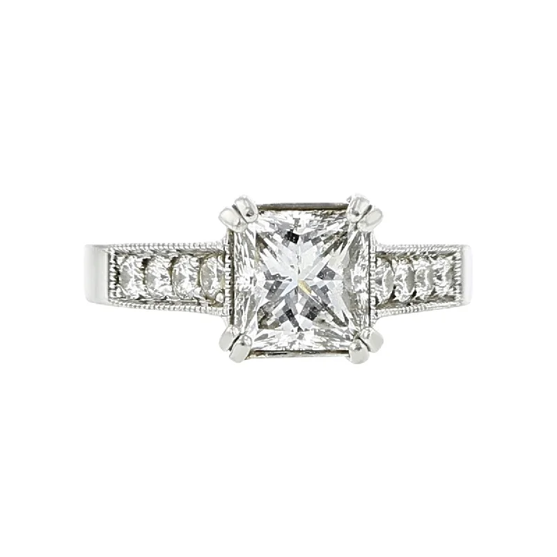 Ladies engagement rings scarce glow -Art Deco Princess-Cut Diamond Engagement Ring