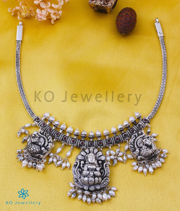 ladies necklaces display-The Namrata Lakshmi Silver Necklace (Oxidised)