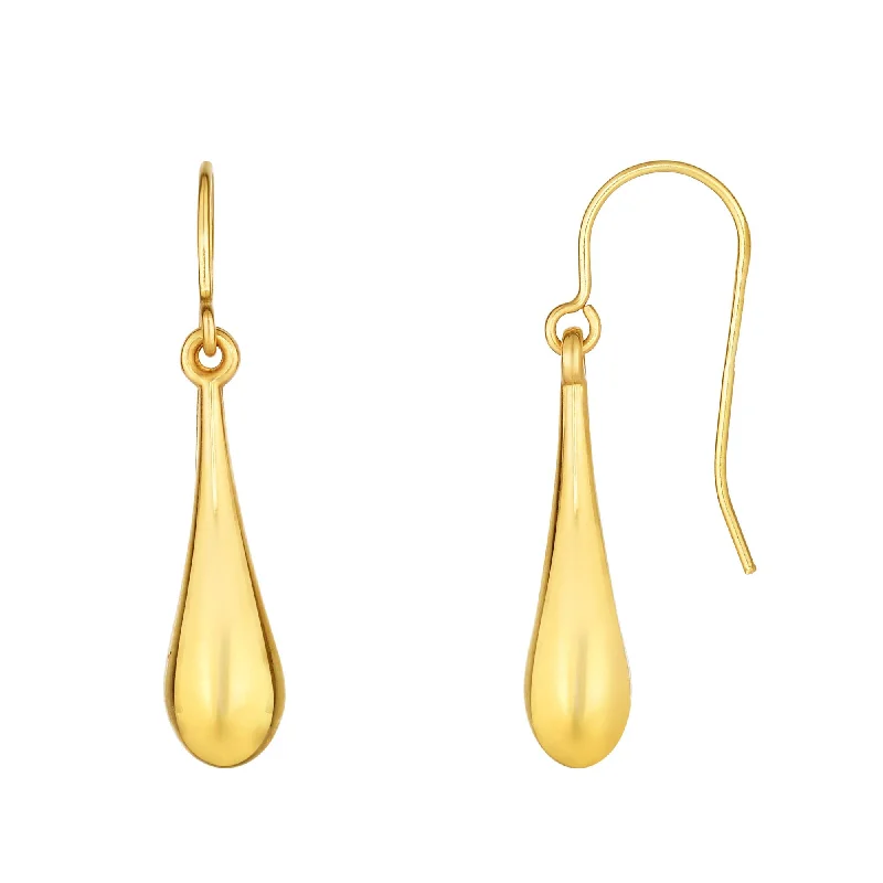 Ladies earrings gold shimmer drop -10K Gold Polished Tear Drop Earring