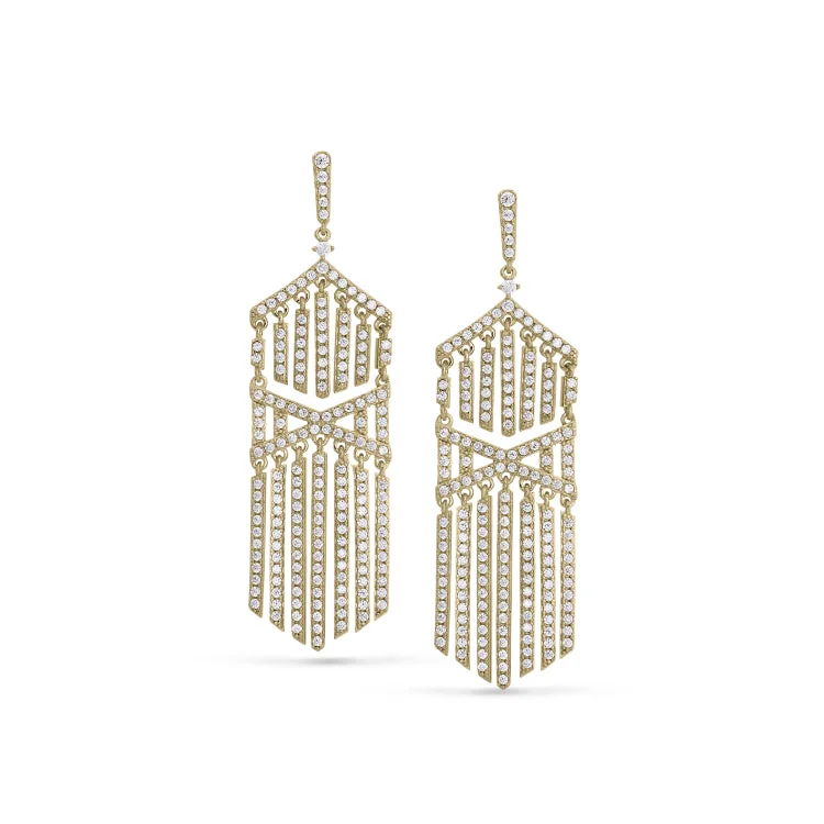 Ladies earrings her sparkle -Gold Finish Sterling Silver Micropave Cascade Earrings with Simulated Diamonds