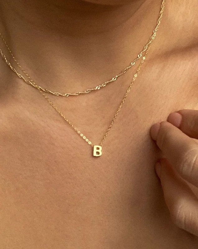 ladies necklaces green-B - Alphabet Necklace