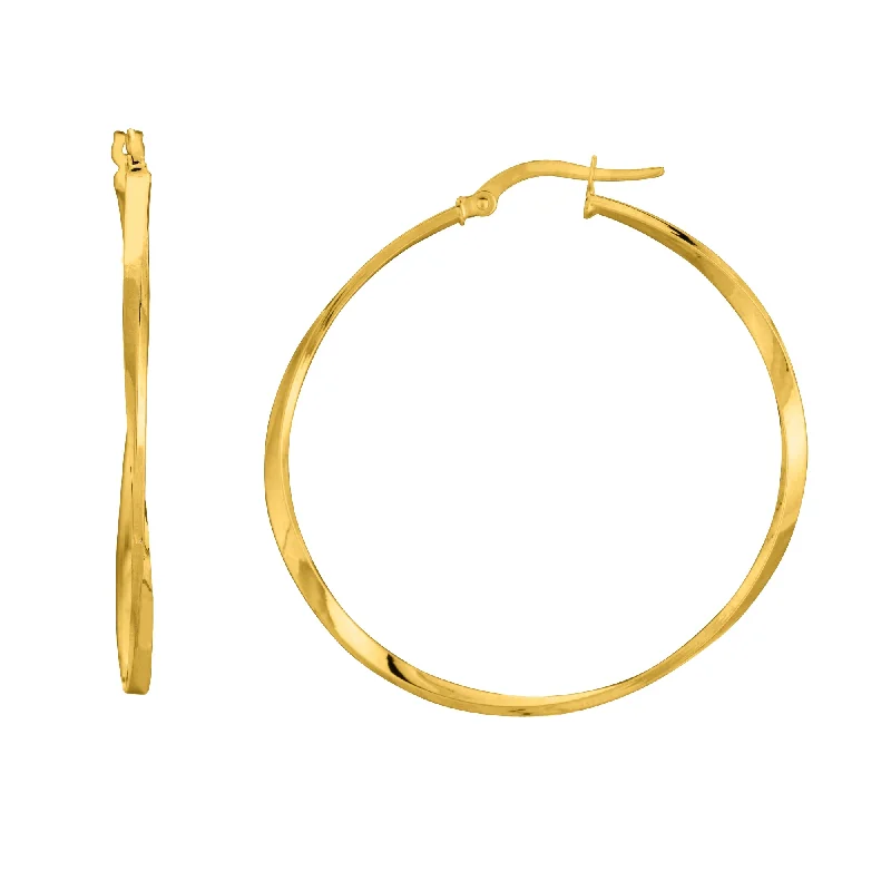 Ladies earrings past charm -14K Yellow Gold Twisted Hoop Earring