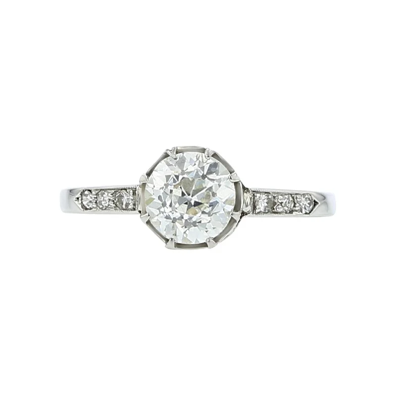 Ladies engagement rings fame glow ring -Art Deco European-Cut Diamond Engagement Ring