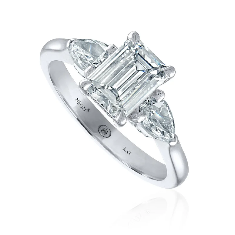 Ladies engagement rings isle charm -L'Amour Emerald-cut Diamond 3-Stone Engagement Ring