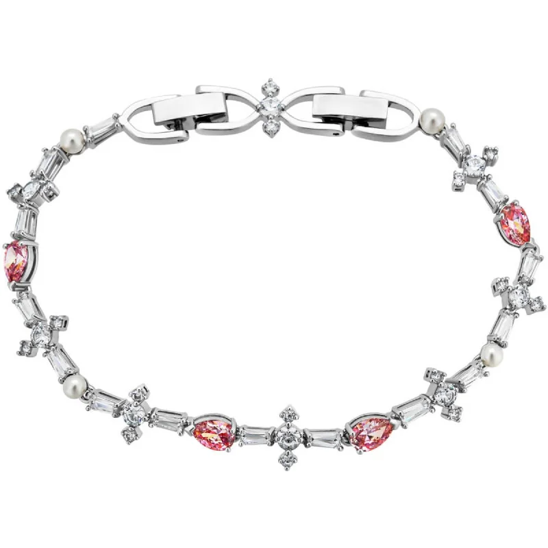 ladies bracelets energy-Swarovski Women's Bracelet - Perfection Pink, White Crystal Rhodium Plated | 5524544