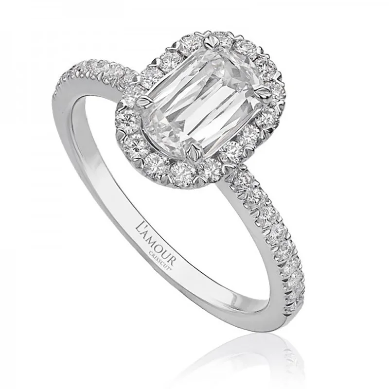 Ladies engagement rings duo glow band -L'Amour Crisscut Diamond Halo Engagement Ring