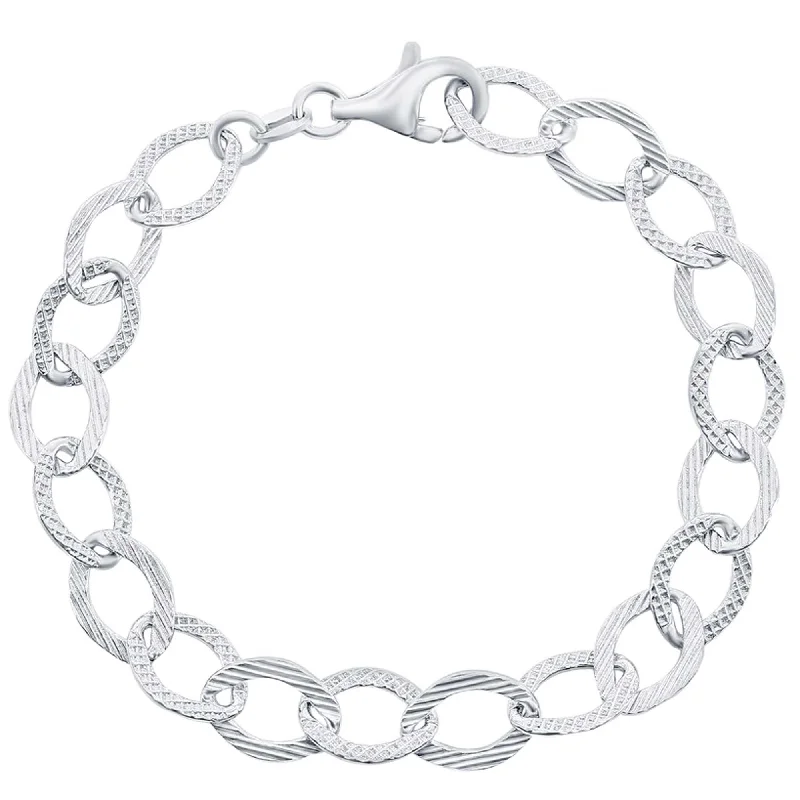 ladies bracelets splurge-Classic Women's Bracelet - Sterling Silver Chain Linked Design, 7.5 Inch | Q-5361-7.5