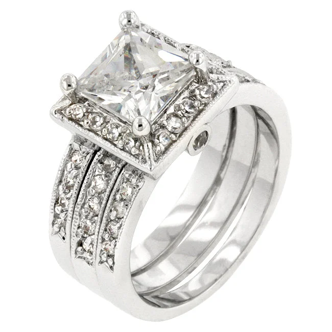 Ladies engagement rings own shine -Theodra 2ct Princess Engagement and Wedding Ring Set | 4.5ct