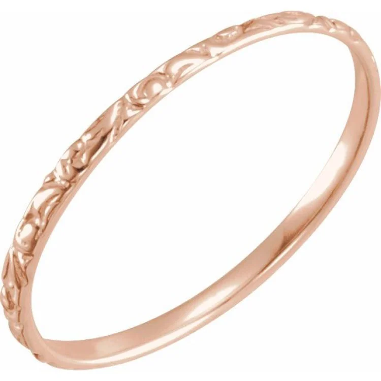 Ladies rings grip radiance -14K Rose Etched Ring