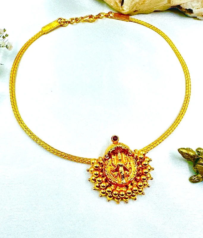 ladies necklaces organic-The Nagara Lakshmi Silver Necklace