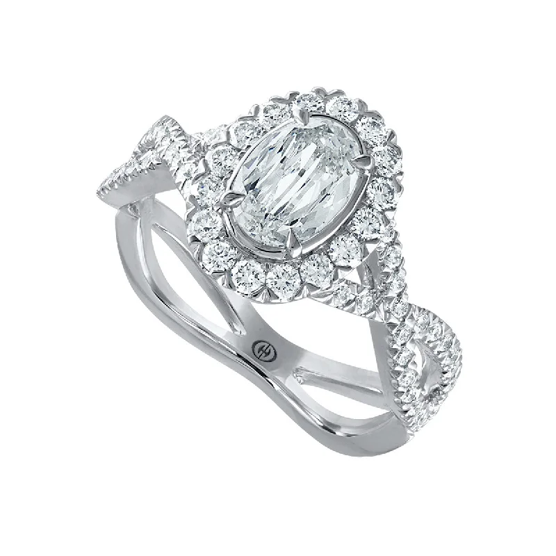 Ladies engagement rings save charm -L'Amour Crisscut Oval Diamond Halo Engagement Ring