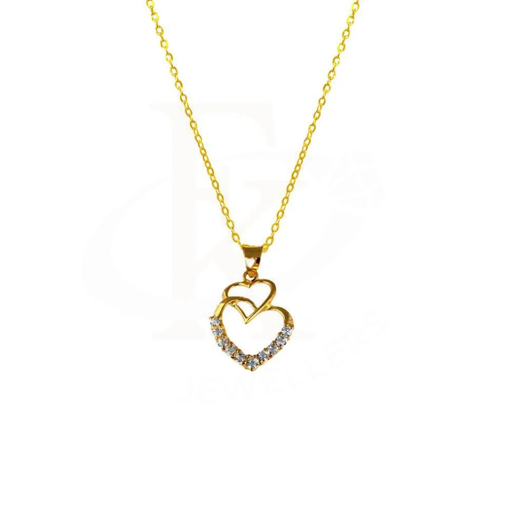 ladies necklaces gift-Gold Necklace (Chain with Twin Heart Pendant) 18KT - FKJNKL1715