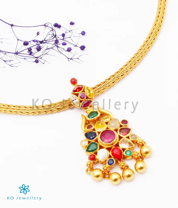 ladies necklaces special occasion-The Raaga Silver Navratna Necklace