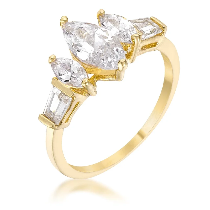 Ladies engagement rings star shine -Burke Marquise Three Stone Engagement Ring | 2.5ct | 18k Gold